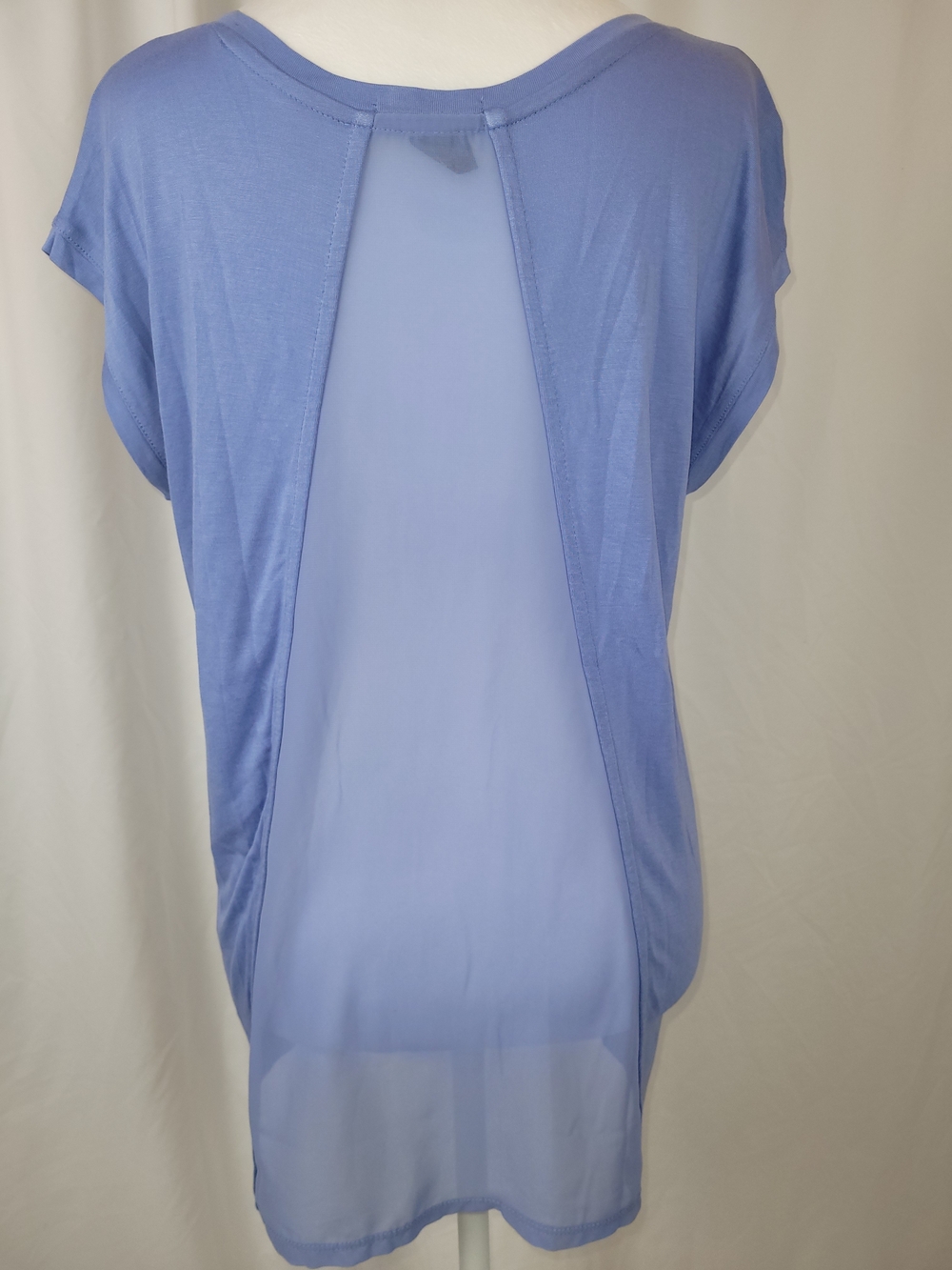 NWT GAP Periwinkle Blue Open Back Sheer Mesh Knit T-Shirt Top - Small